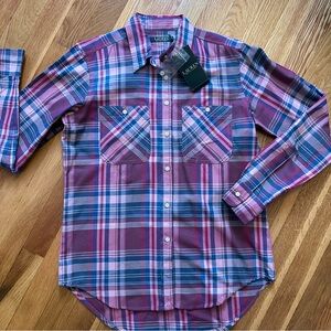 Lauren Ralph Lauren Women’s Pink Size Small Plaid Oxford Button Up Shirt NWT